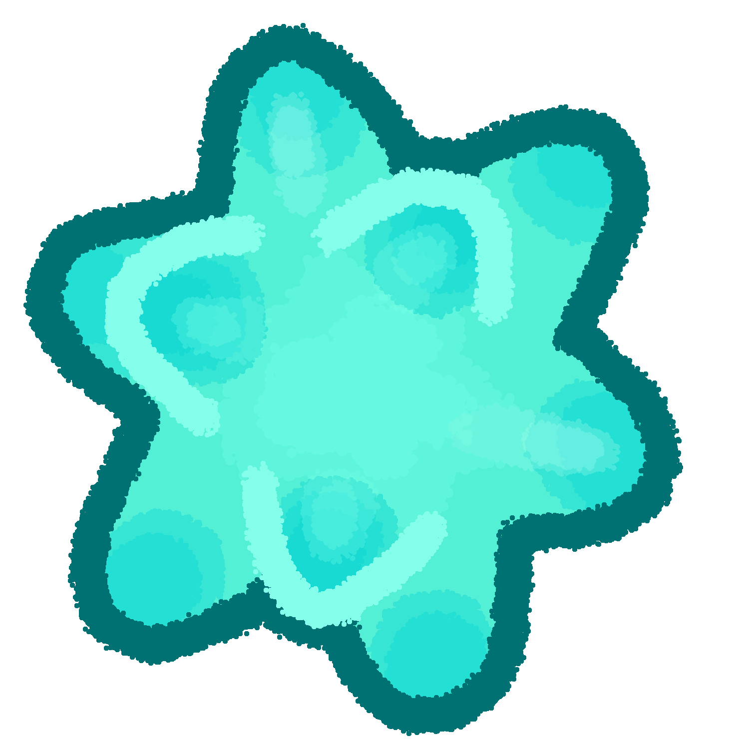 a cyan 3d-looking star fragment from animal crossing. it comes to 9 visible points